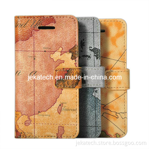 World Map Leather Case with Stand for iPhone 5c